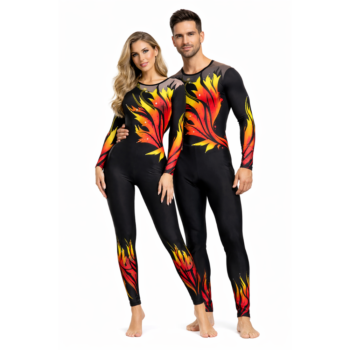 Fiery Flavor - Tone Black Unitard for Yoga