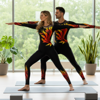 Fiery Flavor - Tone Black Unitard for Yoga