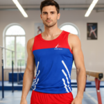 Printed Red Competitive/Training Fear Fighter Men Costume Set for Artistic Gymnastics, Artistic Yoga & Mallkhamb