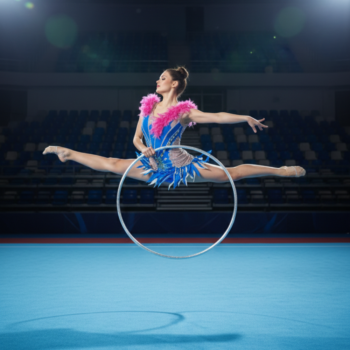 Fiery Pink Feather Rhythmic Costume