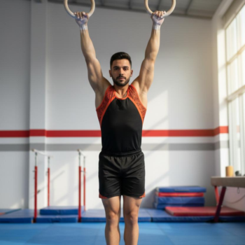 Black & Red Competitive/Training Energetic Men/Boy Costume Set For Artistic Gymnastics, Artistic Yoga, Gym Workout & Other Physical Activity