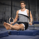 Men’s Black & White Chain Print Competitive Costume Set, Designed for Artistic Gymnastics, Artistic Yoga, and Other Physical Activities