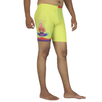 Neon Green Unisex Meditative Statue Print Performance Shorts