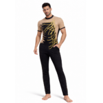 Black and Skin Tone Half-Sleeve Unisex Unitard