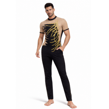 Black and Skin Tone Half-Sleeve Unisex Unitard