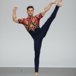 Unisex Black and Red Half-Sleeve Unitard with Gold-Accented Velvet Patchwork