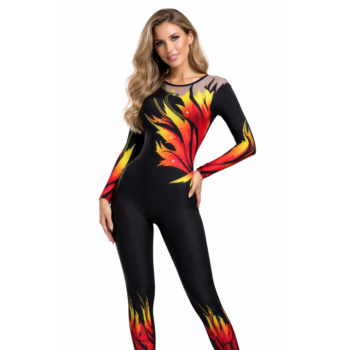 Fiery Flavor - Tone Black Unitard for Yoga