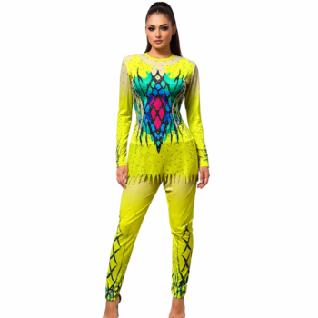 Sunfire Swirl Full Sleeves Rhythmic Yoga Costume