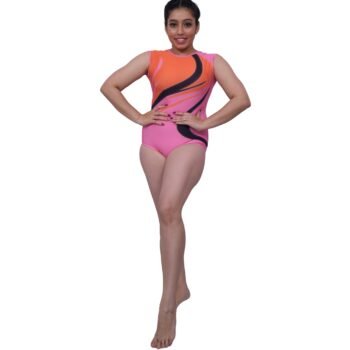Girl/Women Pink Printed Champions Choice Leotard For Artistic Gymnastics, Mllakhamb, Yoga, Aerial, Skating & Dance