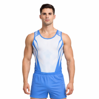 Printed Blue Squad Men Competitive/Training Costume For Artistic Gymnastics, Artistic Yoga, Gym Workout & Other Physical Activity