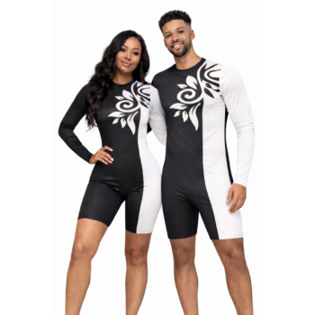 Elegant Edge: White & Black Biketard