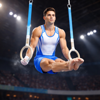 Printed Blue Squad Men Competitive/Training Costume For Artistic Gymnastics, Artistic Yoga, Gym Workout & Other Physical Activity