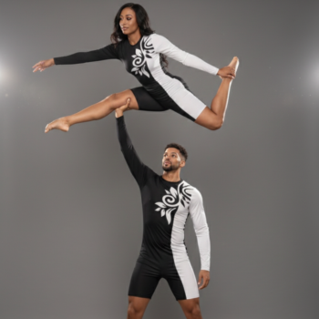 Elegant Edge: White & Black Biketard