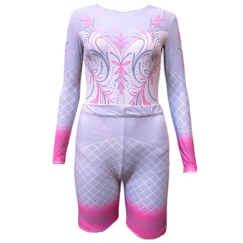 Pink Flower Leotard With Shorts