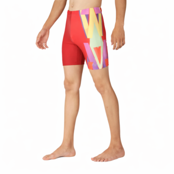Red Unisex Geometric Print Performance Shorts