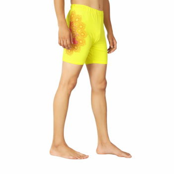 Neon Green Unisex Half Buddha Statue Performance Shorts