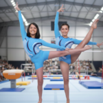 Blue Printed Victory Veil, Full Sleeves Leotard For Gymanstics, Mllakhamb, Aerial, Patriotic Dance, Skating & Yoga