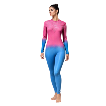 Silver Sheen Unitard/Bodysuit tailored for Rhythmic Gymnastics, Yoga, Free Style Dance & Zumba