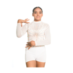 Fire And Ice White Washable Competitive Leotard For Gymanstics, Mllakhamb, Aerial, Dance And Yoga