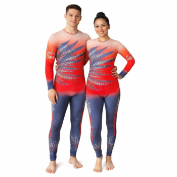 Unisex, Printed, Full Sleeves Trishuldhari Bodysuit/Unitard For Yoga, Devotional Dance, Step up, Acro Dance, Aerial, Ice Skating And Blade Skating
