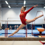 Competitive, Red Color, Fully Embesllished, Washable Crimson Shine Leotard For Artistic Gymnastics, Mllakhamb, Yoga, Aerial, Skating & Dance