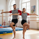 White Black Check Print Aerobics, Acrobatics, Step Up, Acro Dance Leotard