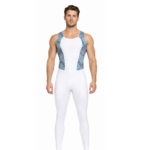 Printed Grey & White Artistic Gymnastics Costume Set For Boy/Men For Artistic Gymnastics, Artistic Yoga, Gym Workout & Other Physical Activity