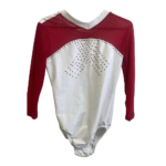 White And Red Skystrike Leotard For Artistic Gymanstics, Yoga And Mallkhamb