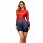 Ombre Print Unisex, Training And Competitive, Brilliance Biketard For Yoga, Acrobatics, Aerobics, Acro Dnace,  Step Up And Other Physical Activity