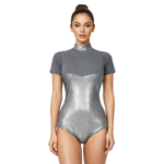 Imported Grey Glowing Gymnastics, Yoga, Acrobatics, Aerobics, Aerial & Mallakhamb Leotard
