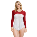 White & Red Sky Strike Leotard for Artistic Gymnastics, Yoga, Aerial & Mallkhamb