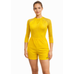 Yellow Crystal Enchantment Competitive Leotard Set For Artistic Gymnastics, Mallakhamb, Yoga & Dance