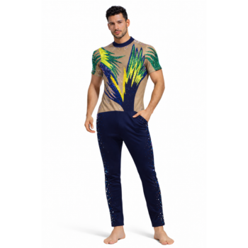 Navy Blue Jazzy Unitard For Yoga, Rhythmic Yoga, Rhythmic Gymnastics, Roller Skating And Dance