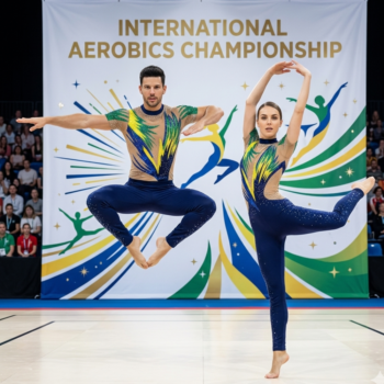 Navy Blue Jazzy Unitard for Yoga, Rhythmic Yoga, Rhythmic Gymnastics, Roller Skating & Dance