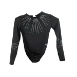 Shine And Wine Training/Competitive Black And Wine, Full Sleeves, Embellished Costume For Gymnastics, Yoga, Skating, Aerial And Mallkhamb