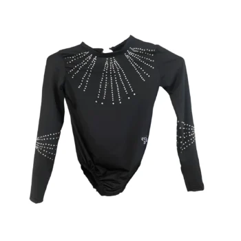 Shine And Wine Training/Competitive Black And Wine, Full Sleeves, Embellished Costume For Gymnastics, Yoga, Skating, Aerial And Mallkhamb