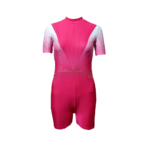 Short Sleeve Twinkle Pink Biketard For Yoga, Acrobatics, Aerobics, Dance, Ice Sakting, Figure Skating And Rhythmic Gymanstics