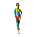 Prism Pop Printed, Embellished , Full Sleeves Unitard/Jumpsuit/Bodysuit For Yoga, Step up , Rhythmic Gymnastics, Acro Dance, Aerobics And Acrobatics