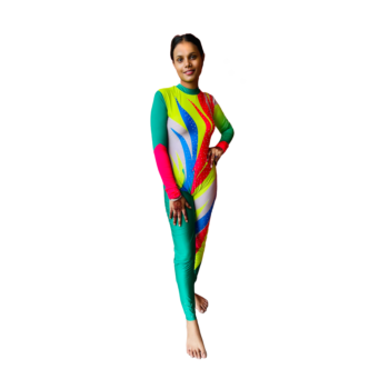 Prism Pop Printed, Embellished , Full Sleeves Unitard/Jumpsuit/Bodysuit For Yoga, Step up , Rhythmic Gymnastics, Acro Dance, Aerobics And Acrobatics