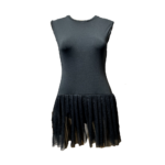 Classic Coal Black Ballet Leotard With Attached Skirt