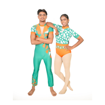 Men/Women, Embellished Brick Burst Duo Set For Acrobatics, Aerobics, Step Up, Acro Dance, Trampoline, And Trampoline Gymantics