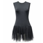 Classic Coal Black Ballet Leotard With Attached Skirt