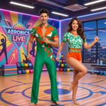 Men/Women, Embellished Brick Burst Duo Set For Acrobatics, Aerobics, Step Up, Acro Dance, Trampoline, And Trampoline Gymantics