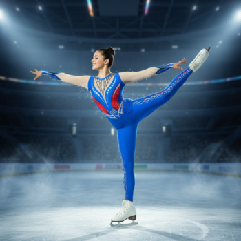 Printed Sapphire Glory Full Sleeves Bodysuit/Unitard For Rhythmic Gymnastics,Yoga, Dance, Step up, Acro Dance, Aerial, Ice Skating And Blade Skating