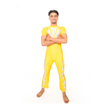 Competitive Golden Attraction Flared Bottom Unitard For Acrobatics, Aerobics, Step Up And Acro Dance