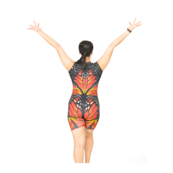 Multi Color Print WingStrome Biketard For Step Up, Trampoline, Acrobatics, Aerobics And Dance