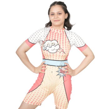 Bubble Pop Biketard for Yoga, Skating, Cycling, Zumba & Trampoline Gymnastics