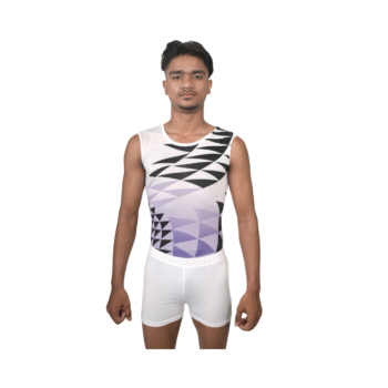 Printed Groove Gear Leotard Short Set Engineered For Boys Acrobatics, Aerobics And Gymnastics