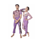 Blossom Duo Step Sublimation Printed Duo Unitard Set For Dance, Acrobatics, Aerobics, Zumba And Trampoline
