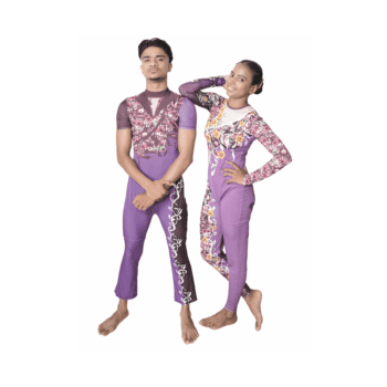 Blossom Duo Step Sublimation Printed Duo Unitard Set For Dance, Acrobatics, Aerobics, Zumba And Trampoline